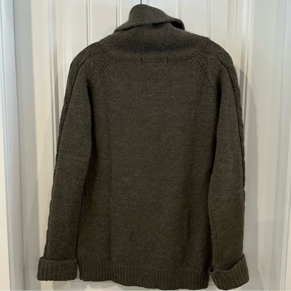 Zara Green Wool Alpaca Sweater Women’s Large Shawl Collar - Picture 8 of 14